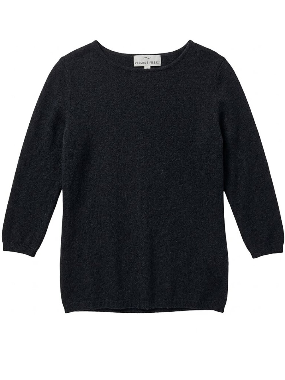 Precious Fibers 100% Cashmere Black Boatneck Sweater - Large